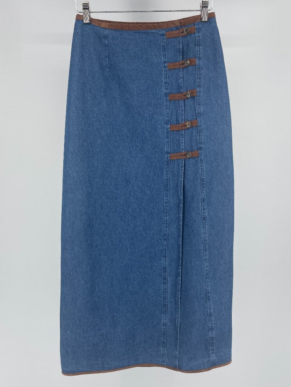 Vintage 90s Sun River Denim Wrap Maxi Skirt Size S